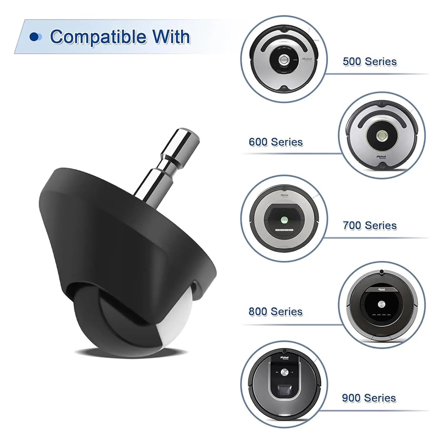 Front Wheel Caster Replacement Parts,Compatible for Roomba, 500 600 700 800 900 I7 E5 E6 Series Robot Vacuum Cleaners Assembly(1PCS)
