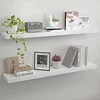 Vista 11 de Estantes flotantes de pared de madera maciza, almacenamiento para dormitorio, sala de estar, juego de 3, estantes de pared negros rústicos