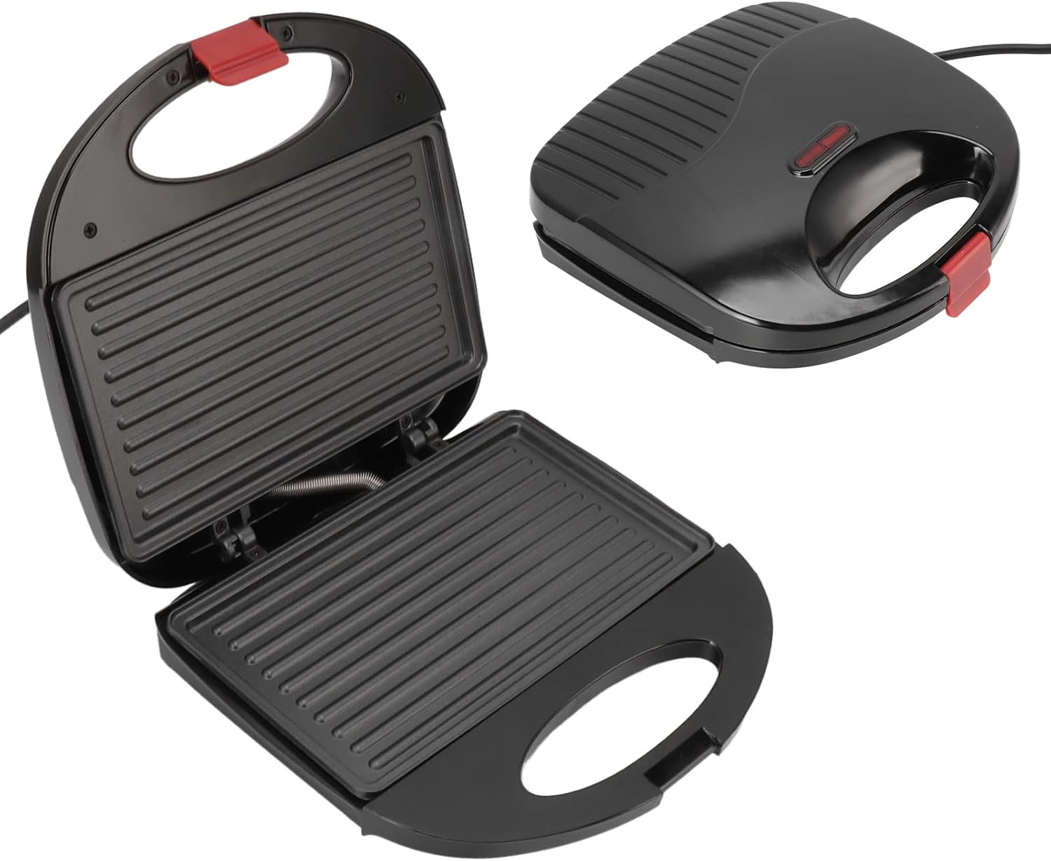 Topyond Sandwich Maker, Non-Stick Coated Plates, Waffle Panini Press Grill, Double Sided Indoor Grill, Indicator Lights, Cool Touch Handle, for Cooking Breakfast, 750W, Black