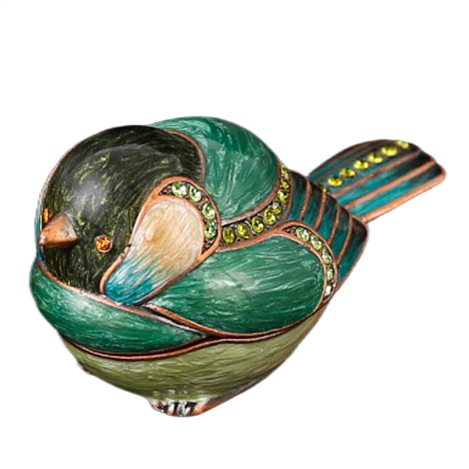 Joyero pequeño con pájaro y diamantes para organizar collares