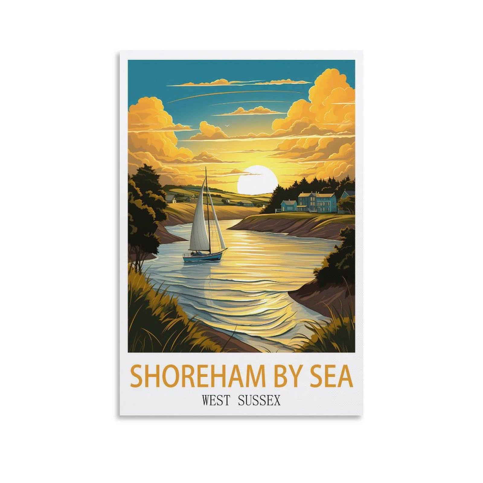 Shoreham by Sea West Sussex Vintage Travel Posters 08x12inch(20x30cm) Canvas Art Poster And Wall Art Picture Print Modern Family Bedroom Decor