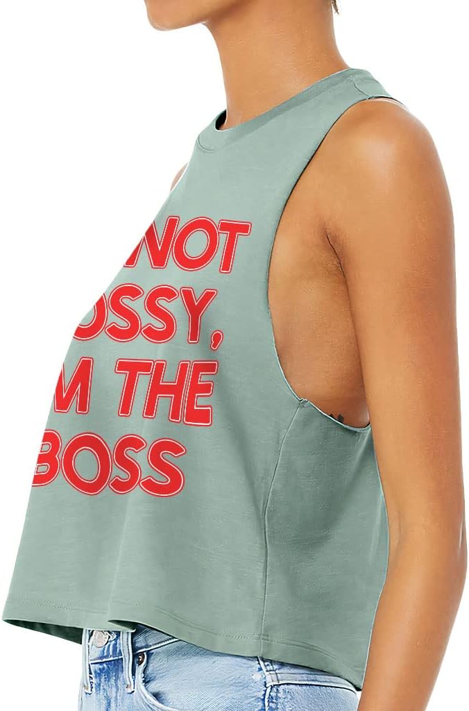 I'm The Boss Racerback Cropped Tank - Cool Women's Tank - Text Design Tank Top
