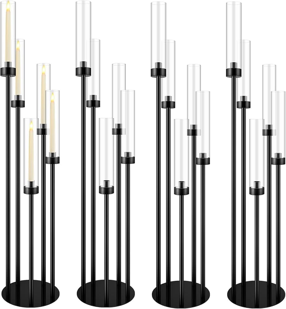 Set di candelabri da pavimento, 5 bracci, altezza 107 cm, in metallo, con paralume in acrilico, per matrimoni e decorazioni per la casa