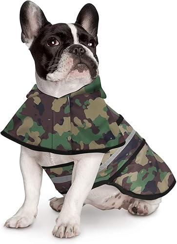 Miniatura 2 de HDE Dog Raincoat Jacket Reflective Adjustable Hooded Pet Poncho Rain Coat with Leash Hole for Small to X-Large Dogs Camo - S