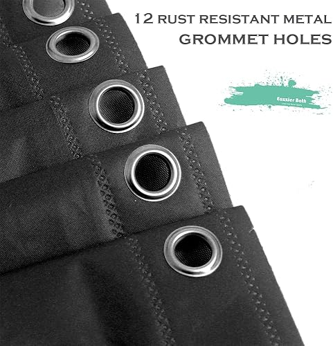 Miniatura 5 de Eazzier Bath Cortina de ducha de plástico negro, 72 x 72 pulgadas, fina y ligera, de plástico negro, cortina interior con ojales metálicos