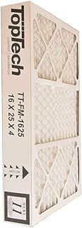 TT-FM-1625 Ready to Use TechPure TTFM1625 Air Filter 16x25x4 Top Tech OEM Cartridge 16 by 25 by 4 in Furnace MERV 11 for Carrier TT-MAC-1625 with Installation Sticker