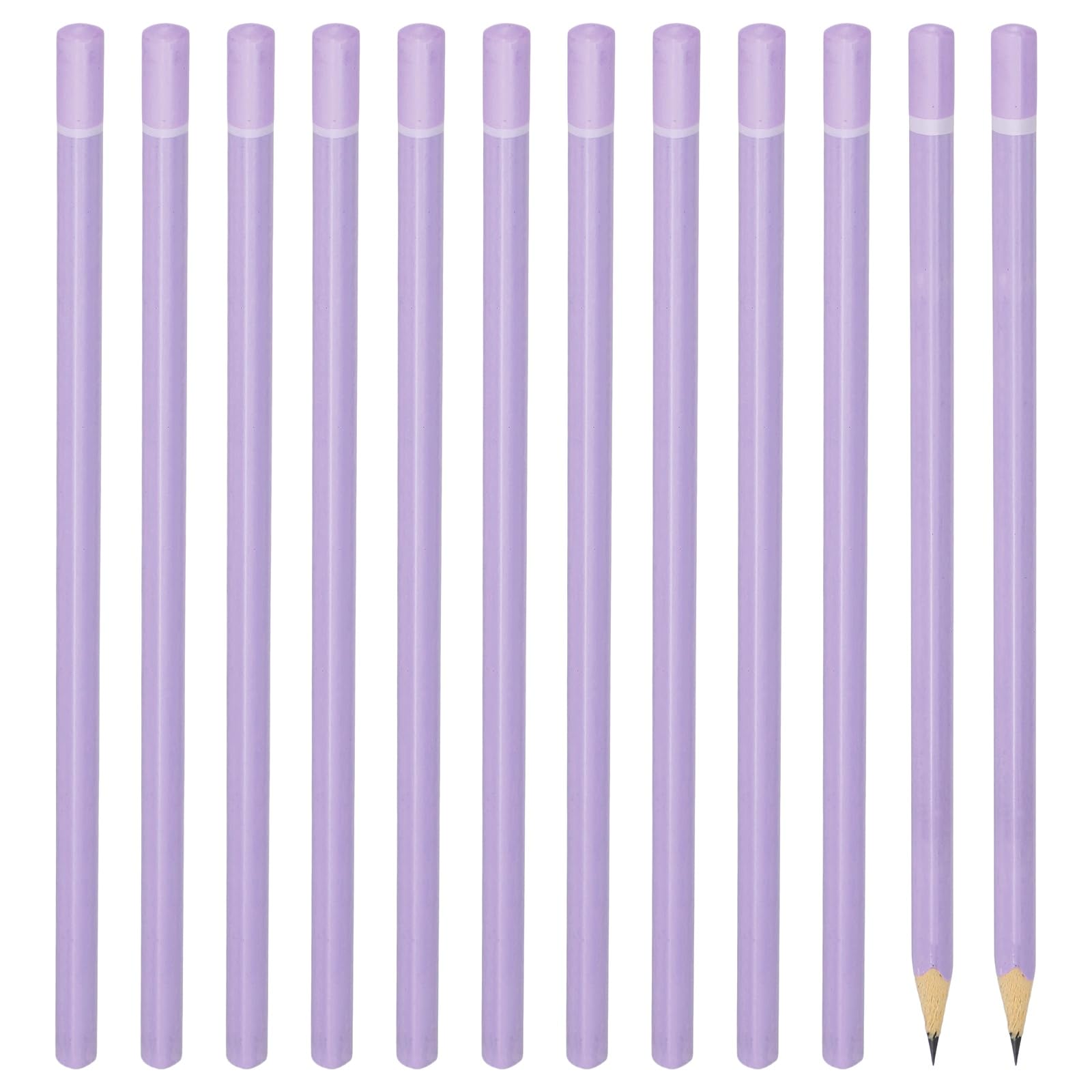 PATIKIL Triangle Wooden Pencils Bulk, 12 Pack HB Graphite Pencils for Office Supplies, Engineering Marking Writing Art Drawing Supplies, Purple