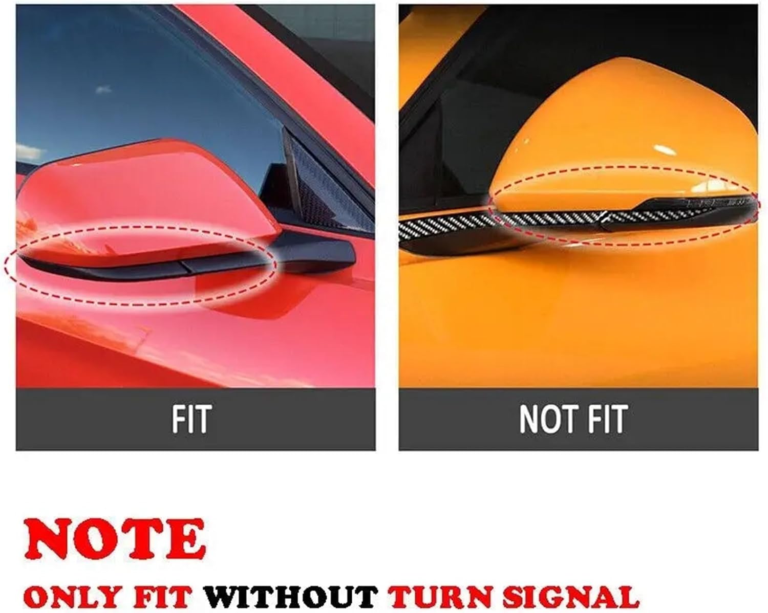 Compatible For Mustang 2015-2020 Rearview Side Mirror Cover Wing Cap Exterior Door Rear View Case Trim Sticker Carbon Fiber Look Auto (Color : Black)
