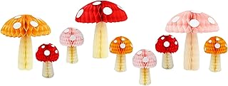9 Pcs Mushroom Honeycomb Balls Decorations for Fairy First Birthday Baby Shower Tea Party Enchanted Whimsical Forest Cottagecore Decor (Mushrooms)