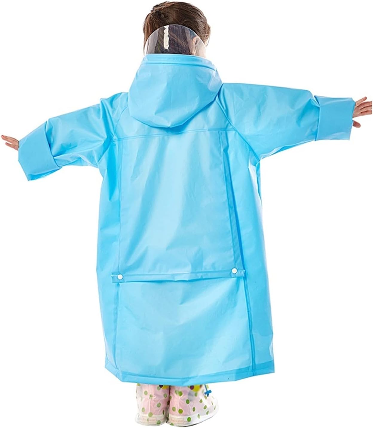 Girls Raincoat Poncho Kids Rain Poncho, Rain Coat for Kids Boy Fashion Raincoat with Schoolbag Location, Students Outdoor Waterproof Long Ponchos with Transparent Big Brim