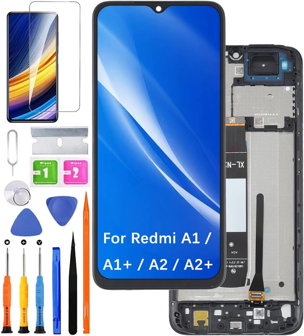 HLYGZX Replacement Original Display for Redmi A1 A1+ A2 A2+ LCD Screen, 220733SI 23028RNCAG Display Screen Touch Digitizer Assembly Repair Parts Kit (Black with Frame)