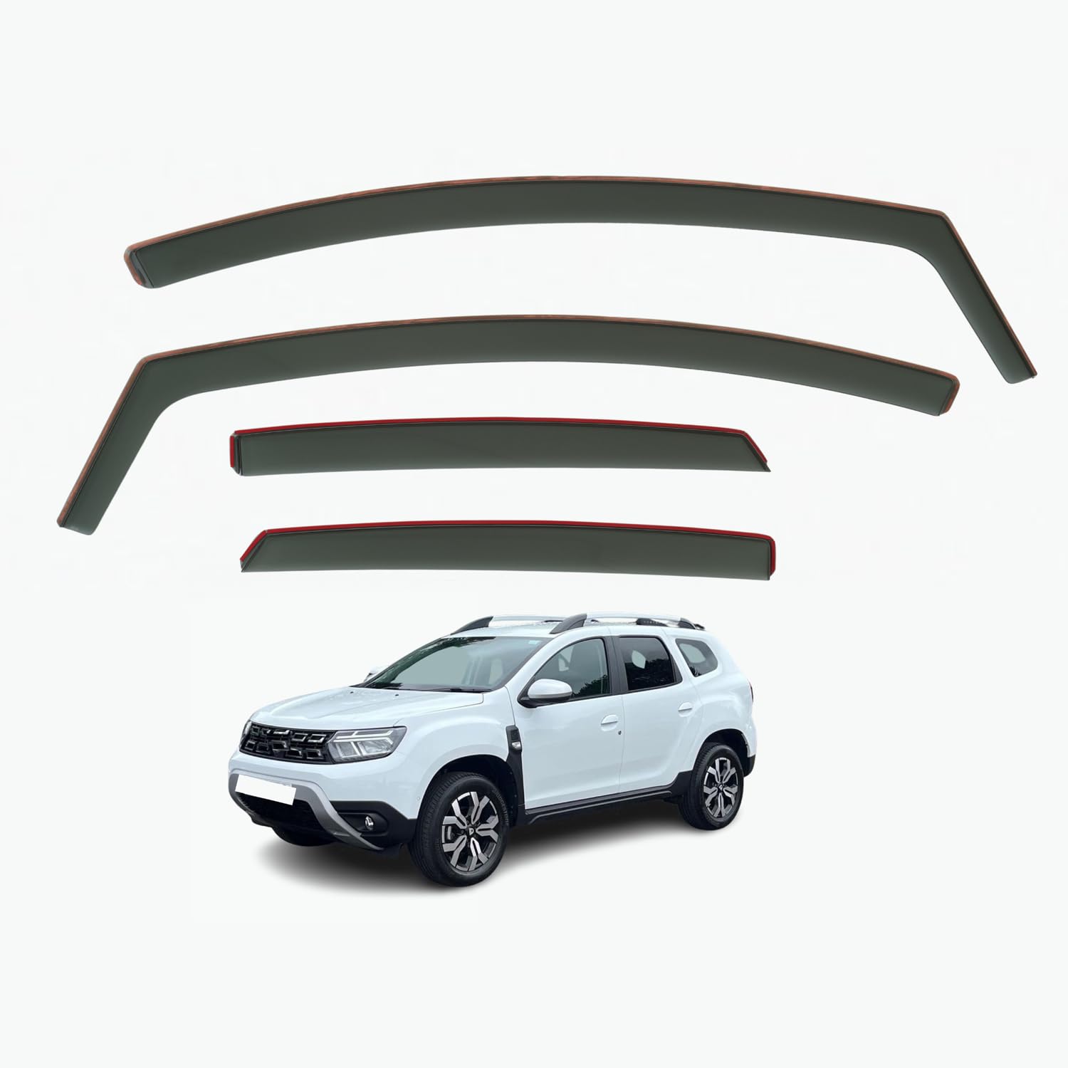 Deflettori D'aria Anteriori Per Dacia Duster 5 Porte (2014-2018) - Coppia Grigia, Compatibili Con Sistema Antipinch
