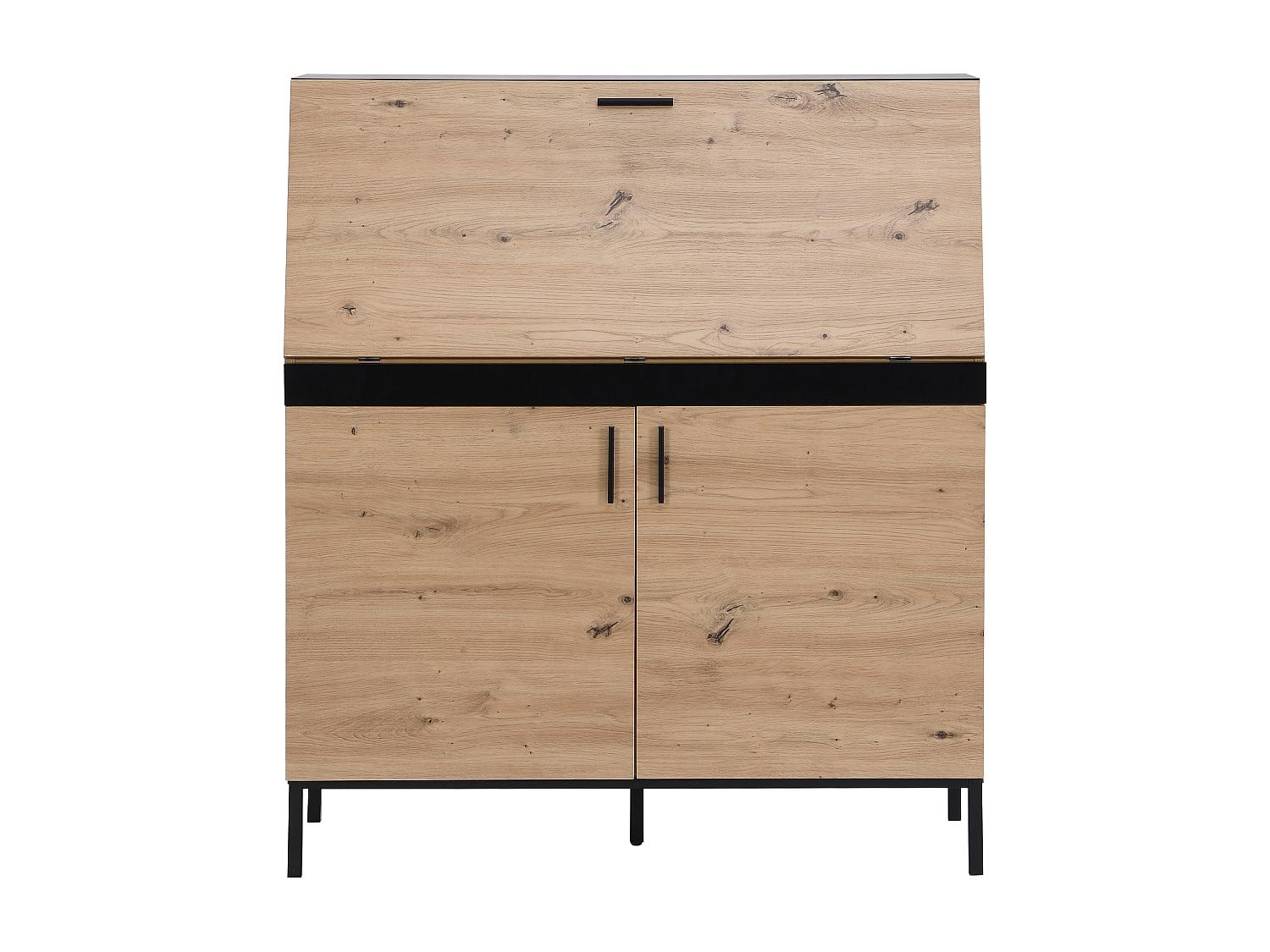 Vente-unique Secretario con 2 Puertas - MDF - Natural y Negro - MALEDA