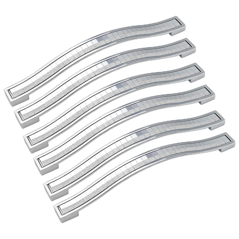 6Pcs Shiny Crystal Cabinet Handles, Glitter Drawer Pull Handles, Cupboard Pulls Furniture Door Pull Handles for Kitchen Wardrobe Cupboard 160mm