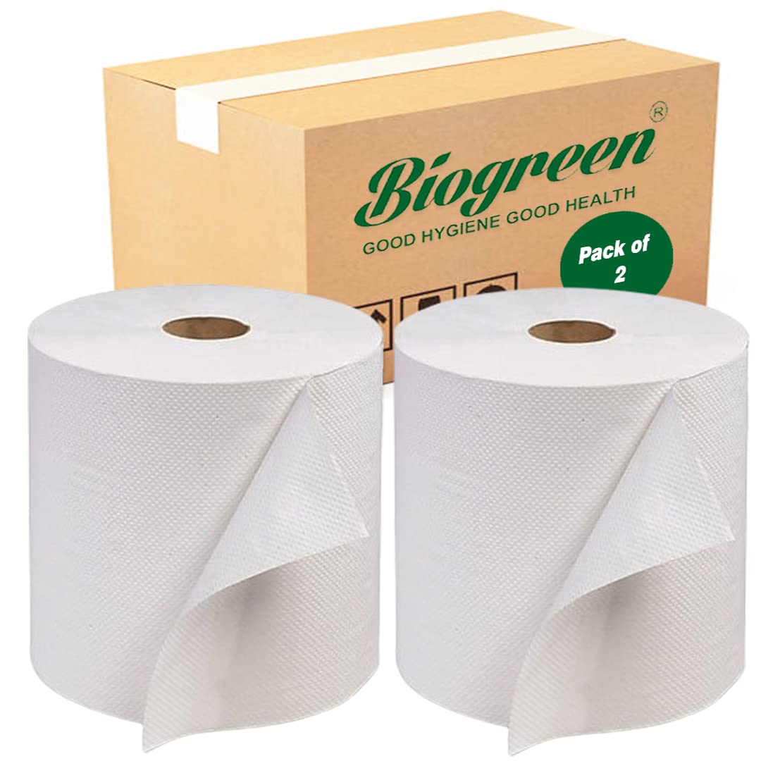 Biogreen || HRT Paper Towel || Fast drying || Highly absorbent ||150 Meters per roll - pack of 2 Universal size Compatible with all dispensers | Roll Diameter 16cm (B08D6QZHQM) Amazon Price History, Amazon Price Tracker