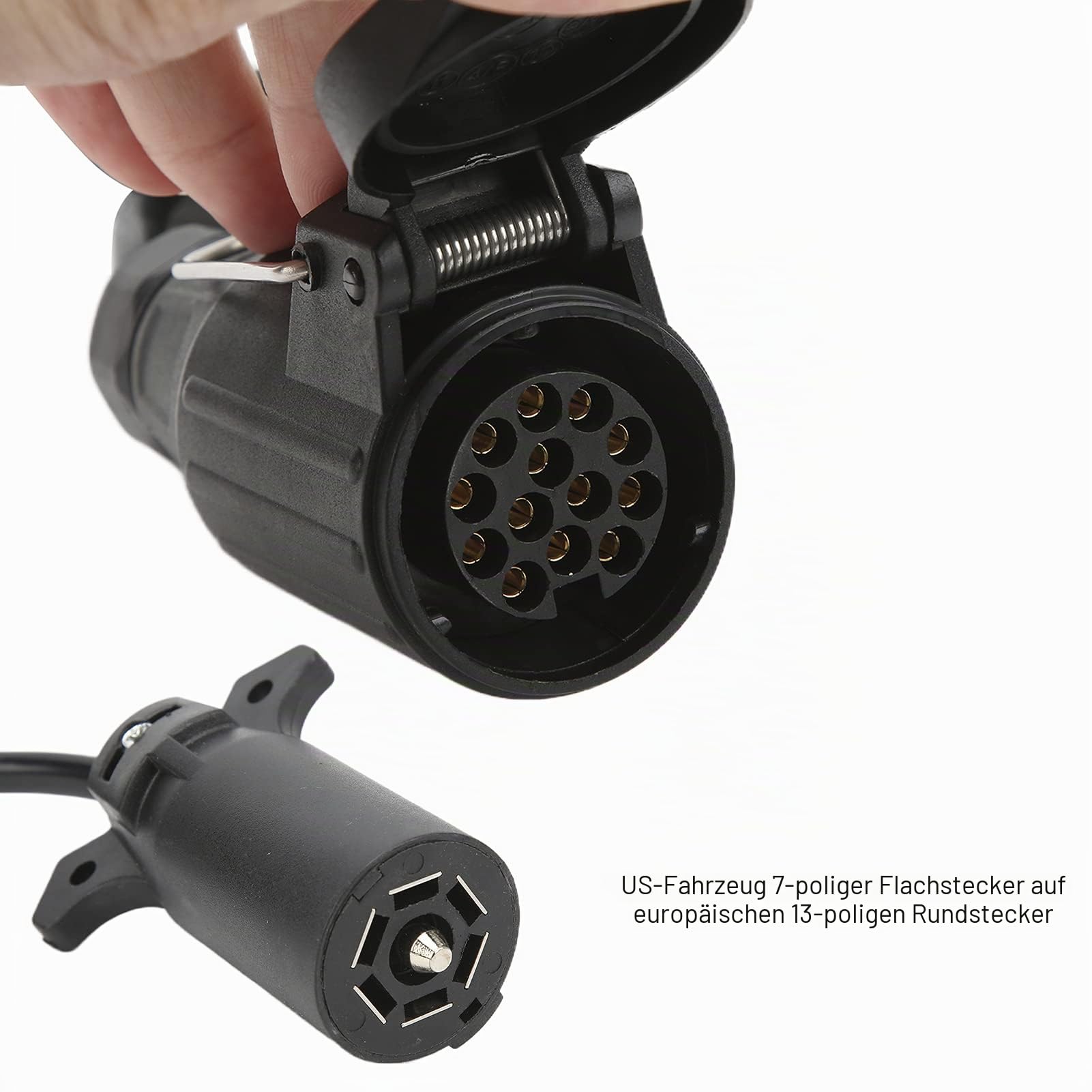 Adapter FÜR AnhÄNger-Beleuchtung, Usa Auf Eu, 7-Polige Buchse (Us-Fahrzeug) Auf 13 Poligen Stecker (Eu-AnhÄNger)