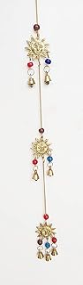 PARIJAT HANDICRAFT Brass Decorative String of Metal and Beads Vintage Indian Style Wall Hanging Bells (Sun)