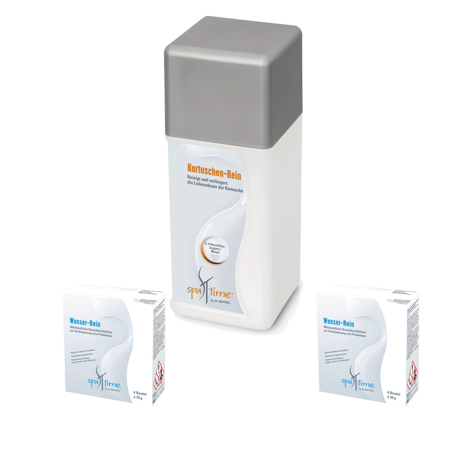 Bayrol Set> 2X SpaTime Wasser Rein + 1x Kartuschen Rein Wasserpflege, Whirlpool Pflegefibel/Poolpflege/Desinfektion/Whirlpool/Spa