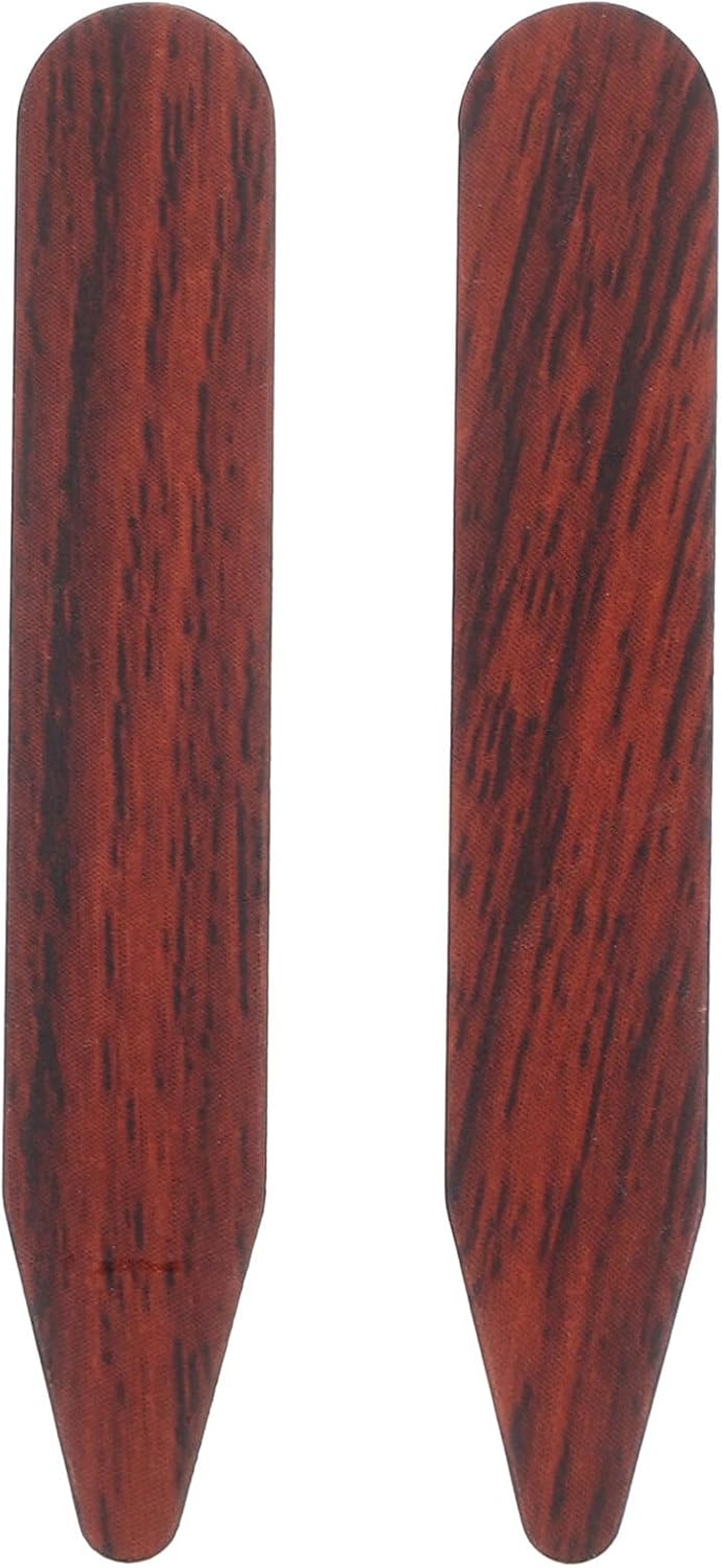 2pcs Wood Grain Collar Stays for Men Dress Shirts Wooden Shirt Collar Fixing Tools with Anti-warping Support Inserts