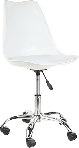 +gardenlife  Tulip - Silla moderna para el hogar y la oficina, diseño sin brazos, altura ajustable, carcasa suave de Ped  (blanco)