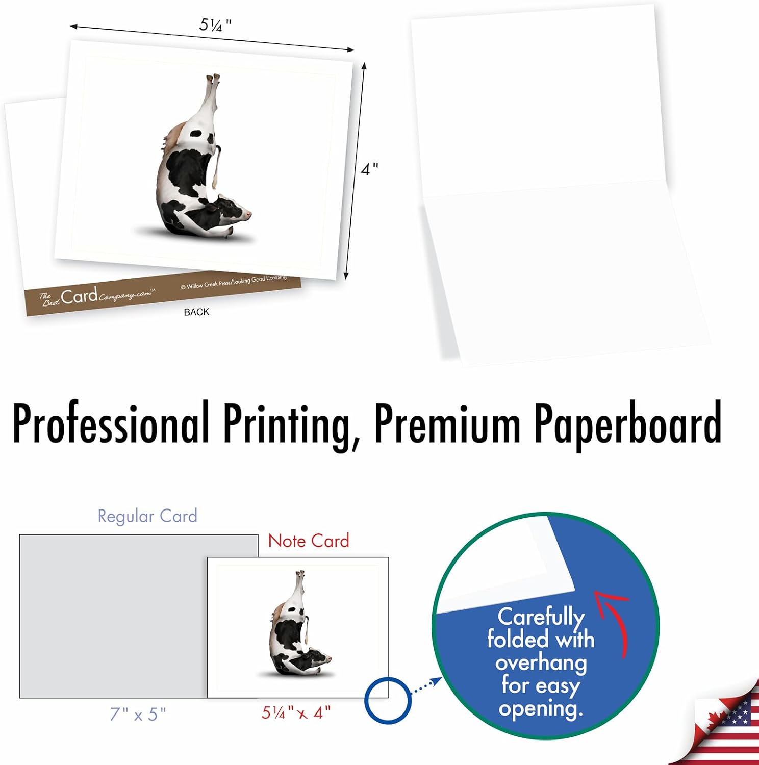 The Best Card Company - 20 Blank Yoga Animal Cards (4 x 5.12 Inch) - All Occasion Set (10 Designs, 2 Each) - Bovine Nirvana AM6545OCB-B2x10