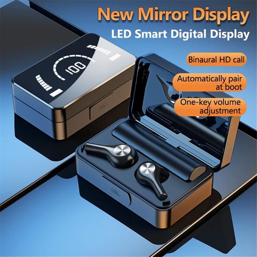 TWS Bluetooth 5.2 Earbuds Headphones LED Digital Display Auto Pairing Wireless Earphones HiFi Stereo Noise Canceling Headsets in-Ear with 2000Mah Charging Case