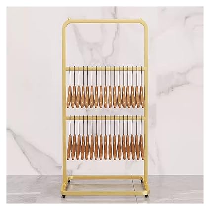 3 4 -Tier Commercial Hanger Stacker Organizer for Laundry Room, Home Space Saving Clothes Hanger Storage Rack Stand, with Foot Pads & Wheels, for Retail Store Living Room ( Color : Gold , Size : 3-Tie