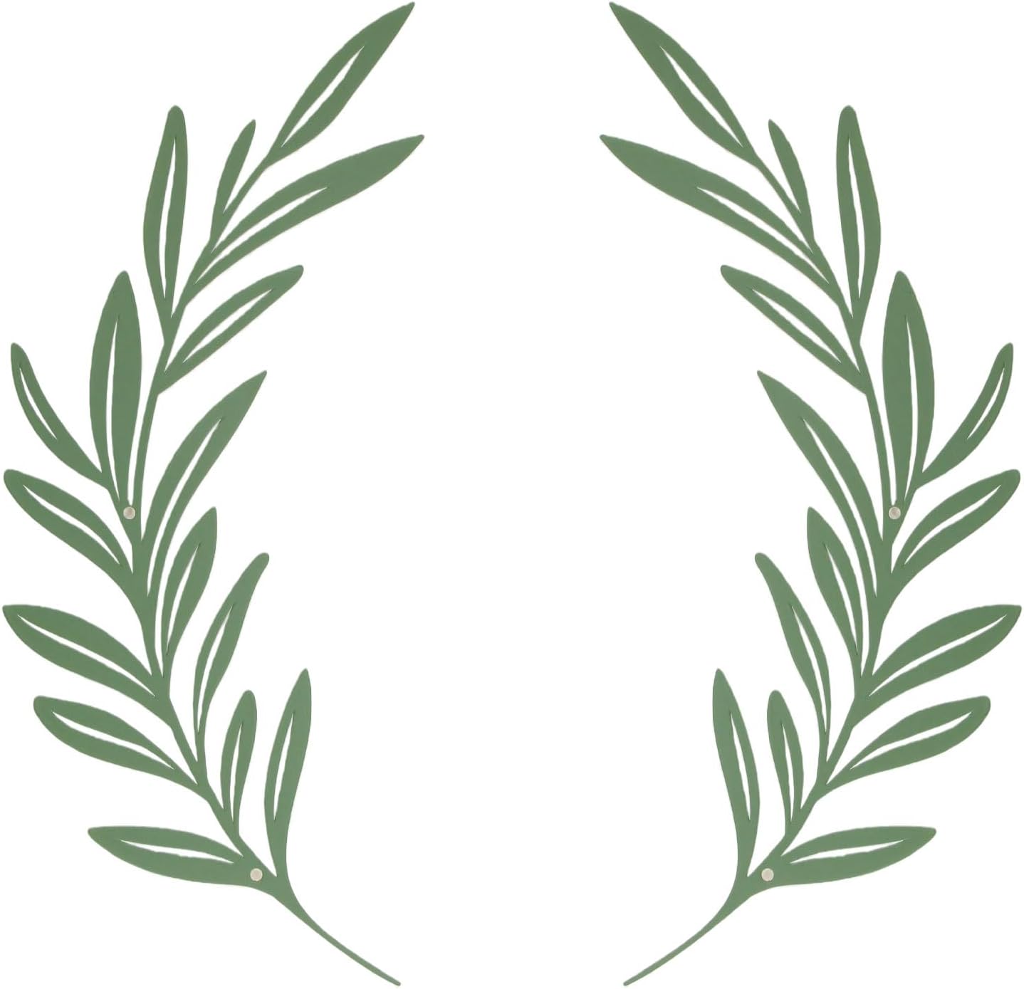 AIM & GGKK Sage Green Metal Olive Branch Leaf Wall Decor - Rustic Botanical Metal Wall Art for Living Room, Bathroom, Dining Room - Elegant Leaf Art Decor