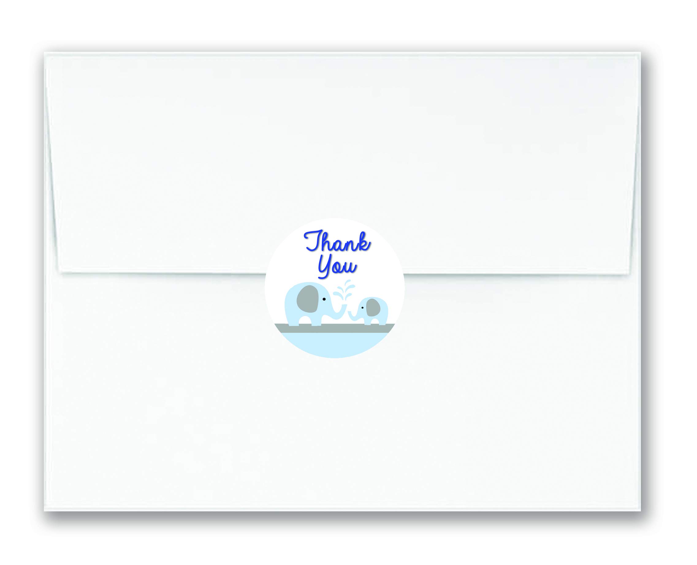 XGAGHB 60 Blue Elephant Thank You Stickers - 1.5 Inch, Perfect for Baby Showers & Birthday Parties, Made in USA