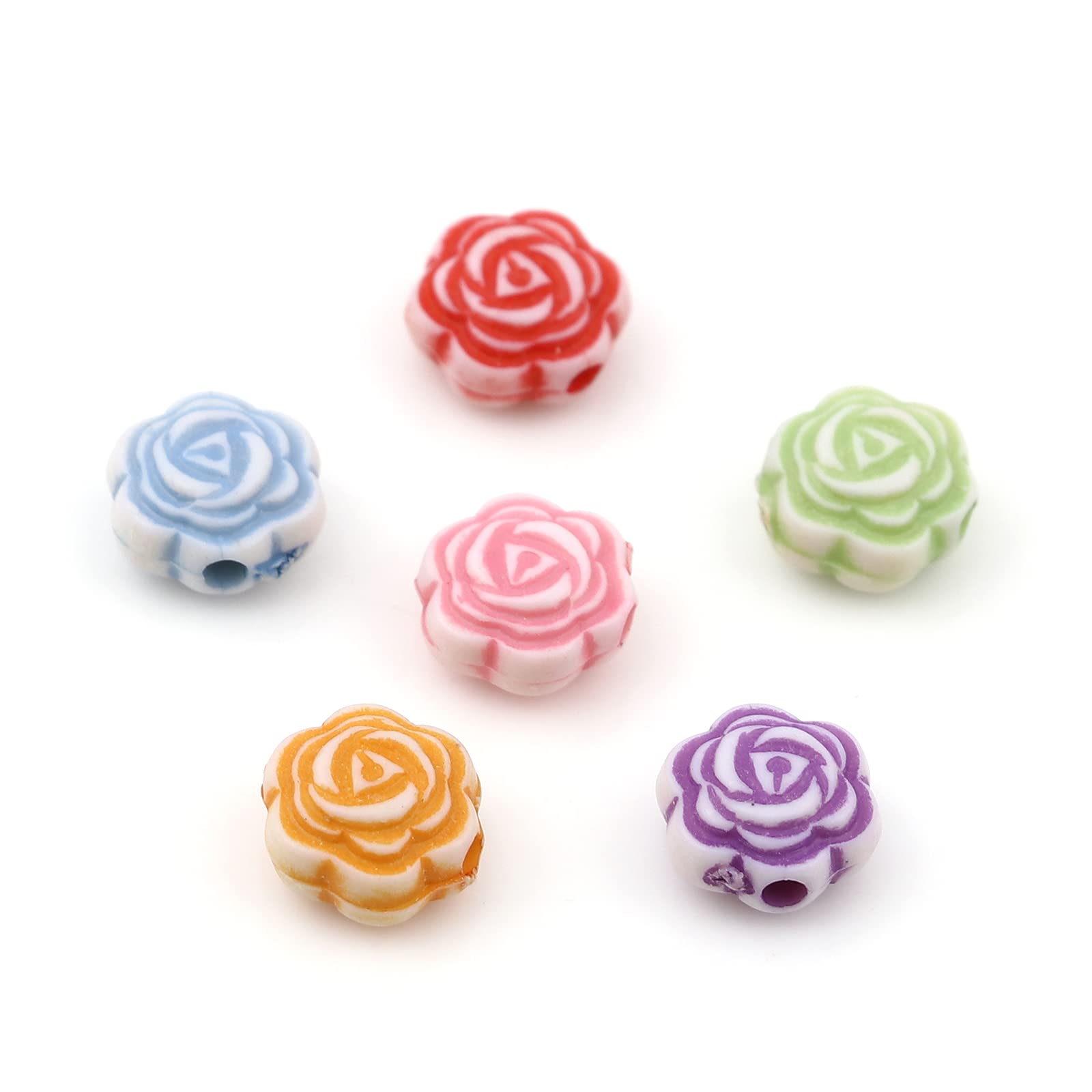 Amazon.co.jp: 1000個 薔薇形 アクリルビーズ パステルカラー 8mm 穴 