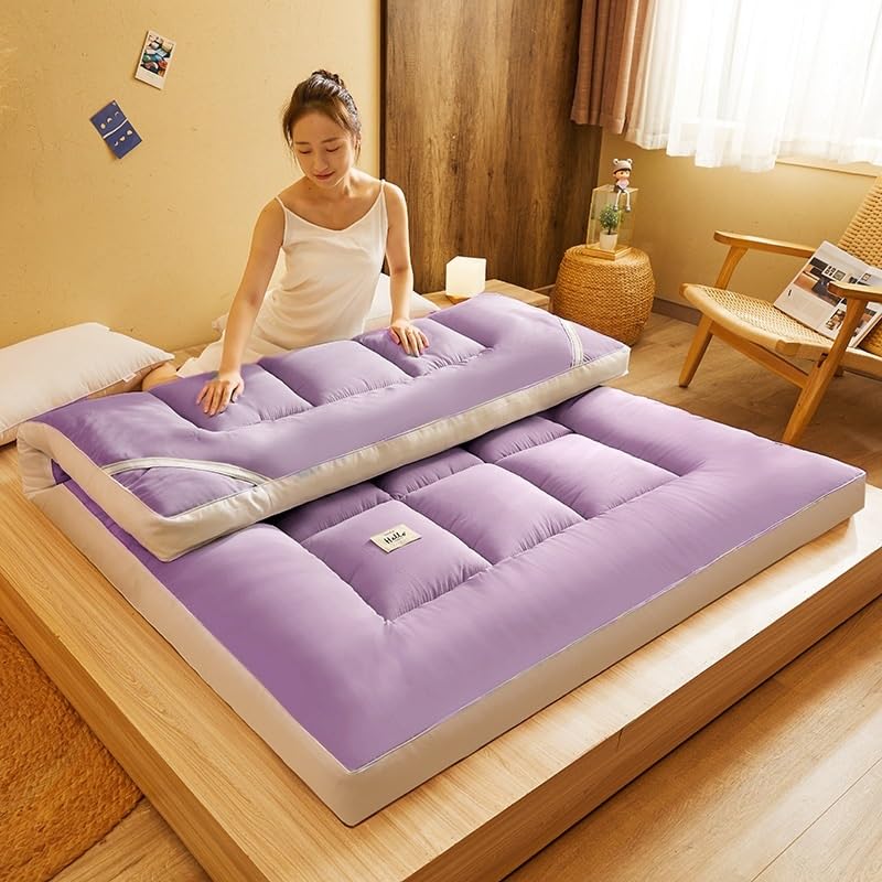 Colchón plegable, futón japonés, cama de invitados portátil, fácil de enrollar, colchón de suelo transpirable, ideal para adultos, inclinable, apto para viajes, solución que ahorra espacio.