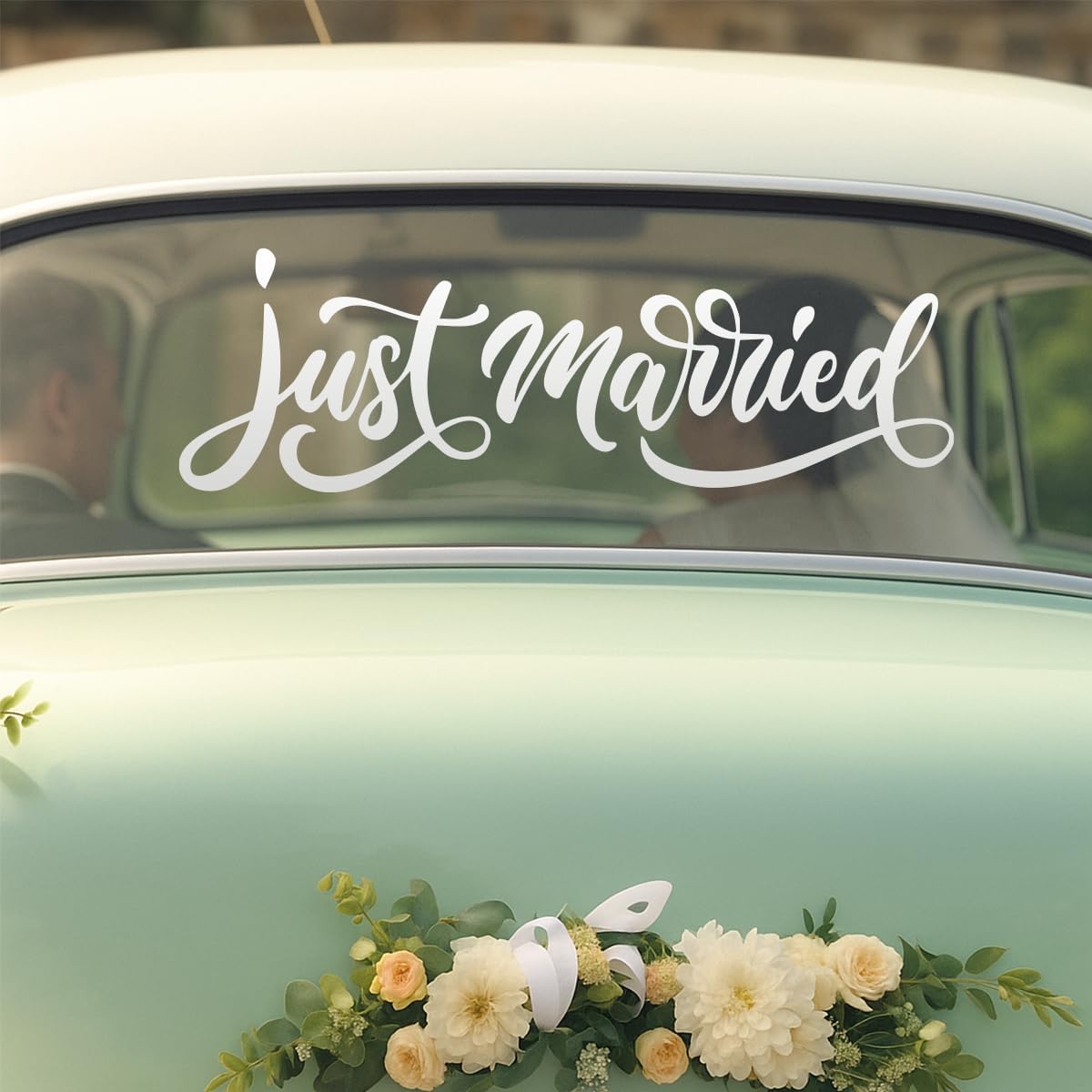 Just Married Vinyl Decal Stickers for Cars for Wall Decor Room Windows Doors (Option 1)