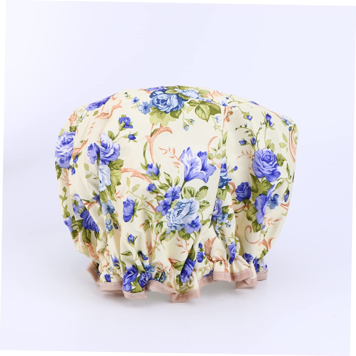 Beavorty 9stücke Teiliges Wasserdichte Duschhaube Aus Peva Mit Doppelter Schicht Elastische Badekappe Für Frauen Und Mädchen Im Schönen Blumenmuster Aprikose