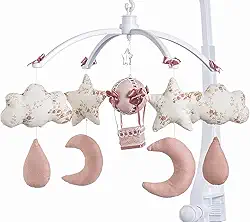 Móbile Berço Bebê Musical E Giratório Nuvens E Balão Rosê