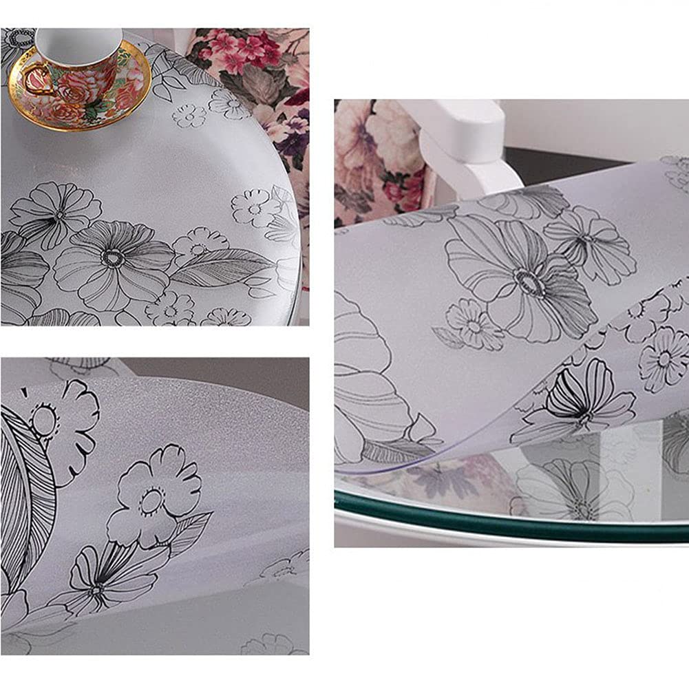 Nappe Givré Nappe Ronde Motif givré Tapis de Table PVC Nappe Feuille de Table Cristal Clair 1mm Mat Nappe imperméable Durable (125cm,Transparent - Rund)