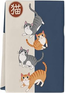 Japanese Cute Cats Kitchen Towels Set of 1, Absorbent Microfiber Soft Dish Hand Tea Bath Towel, Harmony Cartoon Kitty Quick Dry Cleaning Cloth Washclothes for Bathroom Hotel Spa Gym 18"x28"