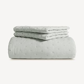 FURRFREE Quilt Set - Lightweight Comforter for All Seasons Quilt Bedding Set, Pet Hair Repellent Bedding Light Pistachio Queen Quilt with 2 Pillow Shams