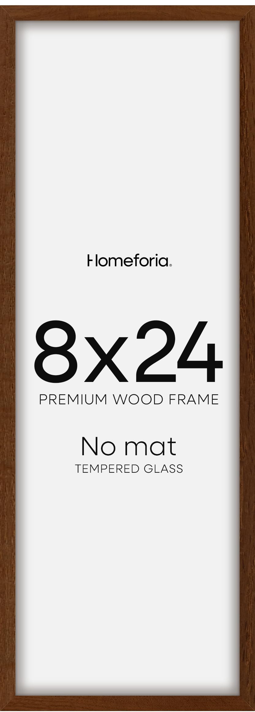 Homeforia 8x24 Brown Oak Panoramic Picture Frame, High-End Wood, Glass | High End Solid Oak Wood, Tempered Glass, 8x24 Edge-to-Edge Display 24x8, Wall Kit, Set Of 1