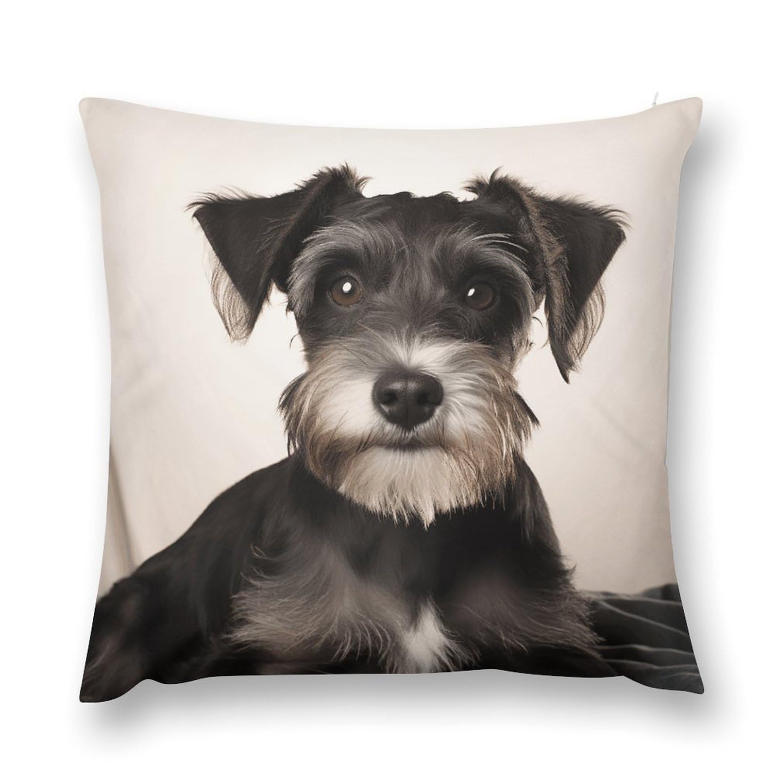 Vstadank Style Cute Schnauzer Throw Pillow Cover With Hidden Zipper Farmhouse Couch Pillow Cover Cozy Soft Short Plush Cushion Case Fashion Square Decorative Pillow Cover For Living Room