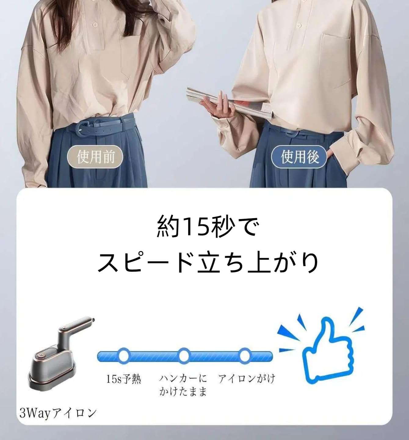 Amazon.co.jp : アイロン 衣類スチーマー 3WAY使用 折り畳み式