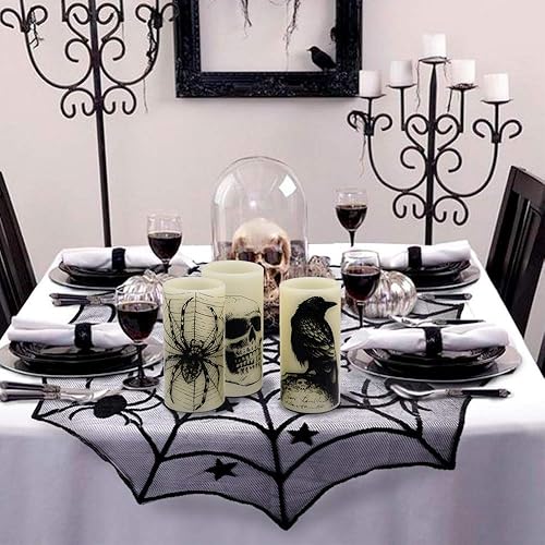 Miniatura 5 de Wondise Velas parpadeantes sin llama de Halloween con temporizador de 6 horas, velas LED de cera real que funcionan con pilas, juego de 3 velas de