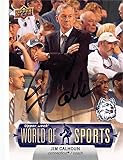 Jim Calhoun autographed basketball card (University of Connecticut Huskies UCONN Coach) 2011 Upper Deck World Of Sports #80 - Autographed College Cards