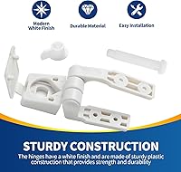 Vista 2 de Reemplazo de bisagra de asiento de inodoro de plástico blanco se adapta a la mayoría de fundas de asiento de inodoro de plástico con tornillos