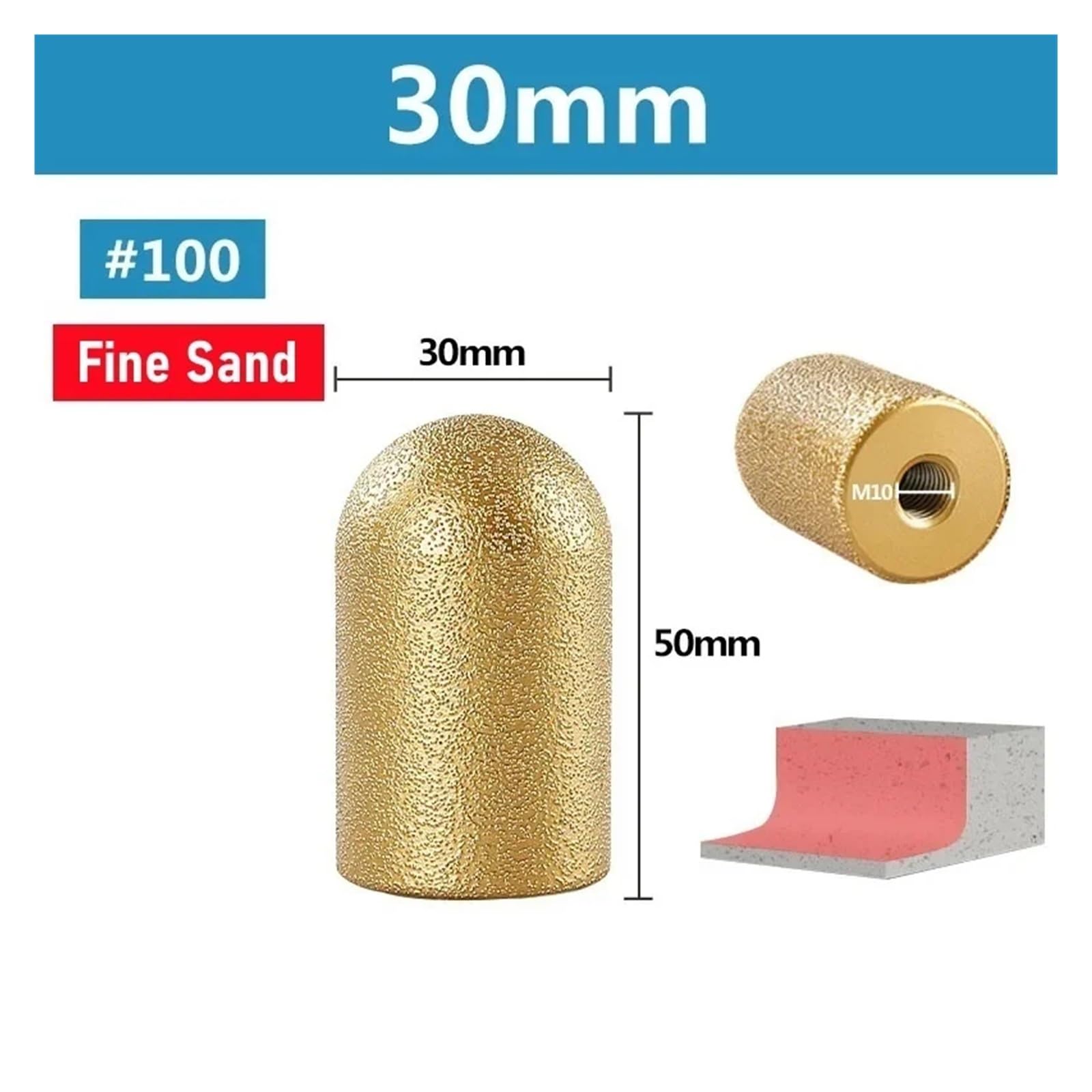 Diamentowa tarcza szlifierska z lutowanymi końcówkami - 1 szt. Wysokiej jakości frez diamentowy do wykańczania kamienia(30mm-100 Grit)