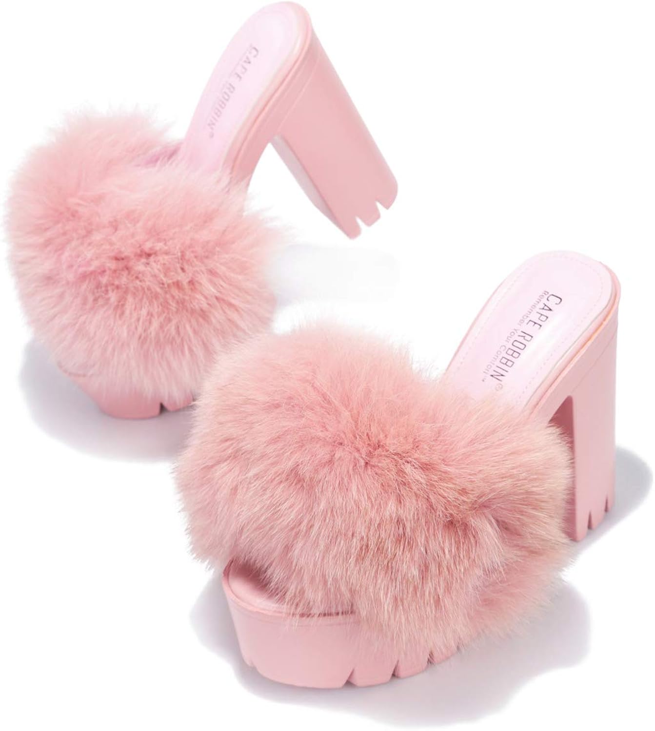 chunky platform heels with fur