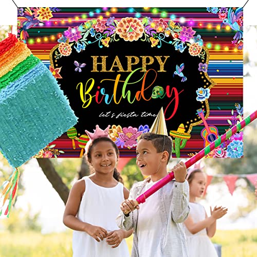 Mexican Birthday Party Decorations-Fiesta Theme Happy Birthday Backdrop Cinco De Mayo Vinyl Background Banner Mexican Party Supplies - Thumbnail 6