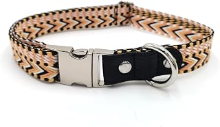 Hundhalsband husdjur gåva justerbara mjuka och bekväma rutiga halsband för små medelstora hundar (Khaki, M)