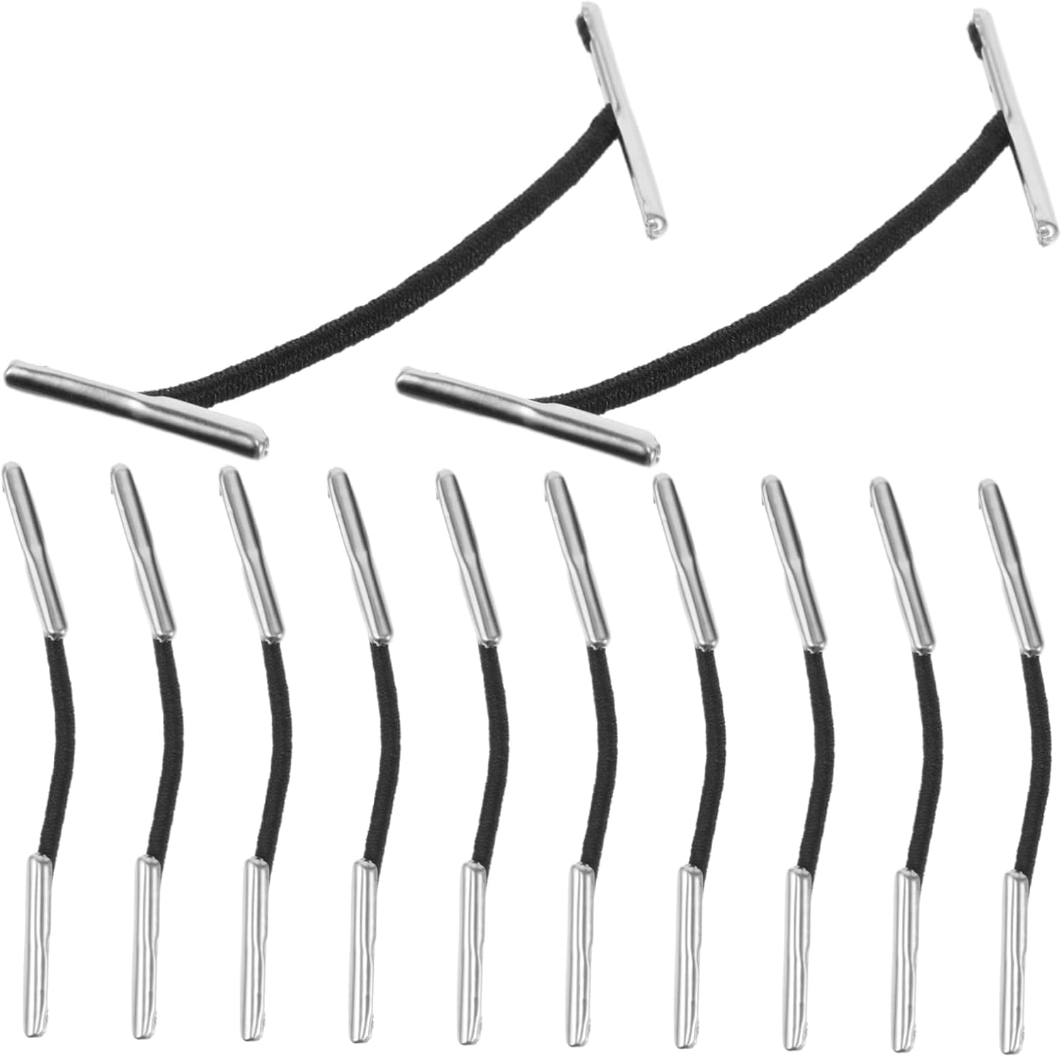 Hohopeti 100pcs Adjustable Iron Buckle Ropes Stretchy Elastic Strings for Notebook Clothing Outdoor Activities Metal End Barb Soft Elastic Cord