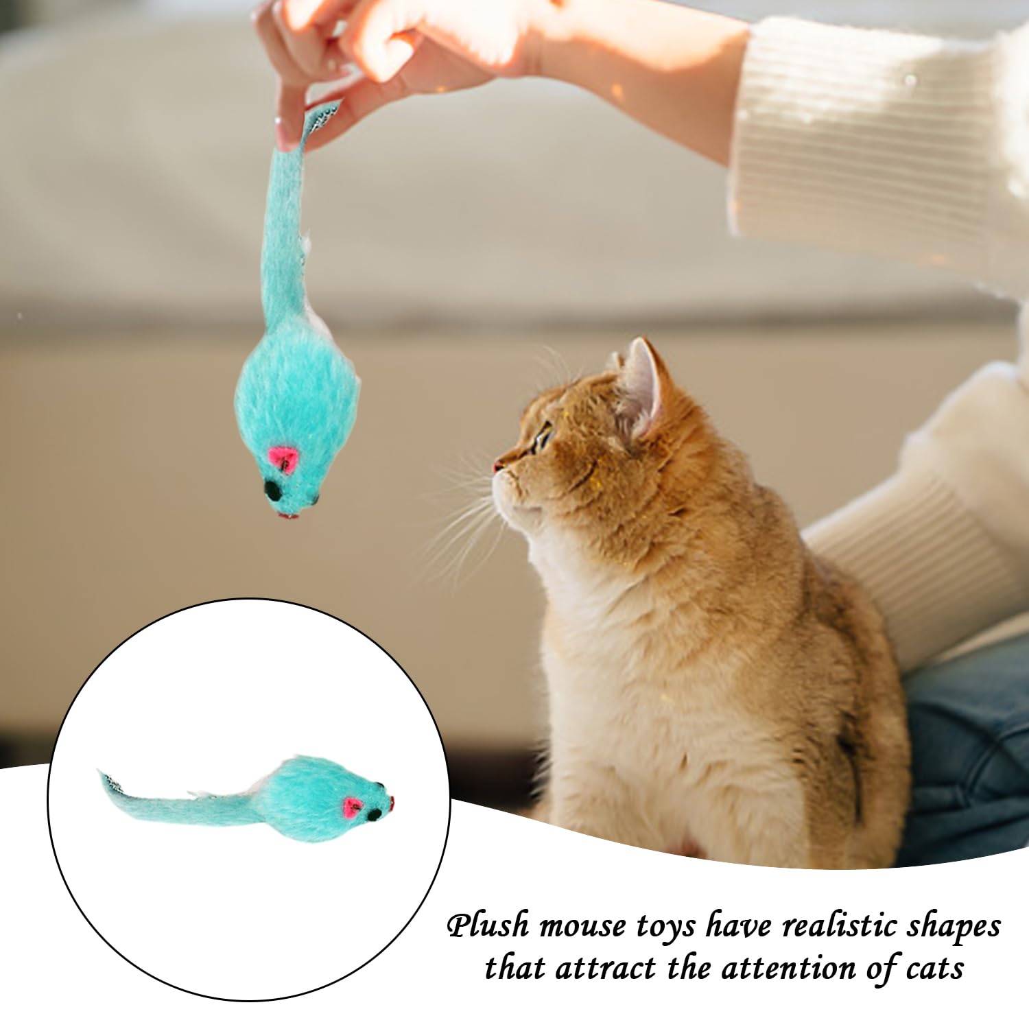 6 Piezas De Juguetes Expresivos para El Pulgar Y 2 Piezas De Juguetes De Peluche para Ratones, Juguetes para Masticar Gatos, Juguetes para Limpiar Los Dientes, Suministros para Mascotas