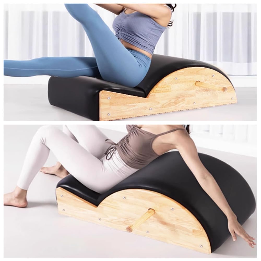 Seduta Pilates in PU e legno per Pilates Reformer,correttore posturale Pilates Barrel,sedia Pilates Combo Chair con pedali divisi e maniglie Yoga,set Pilates Reformer multifunzionale